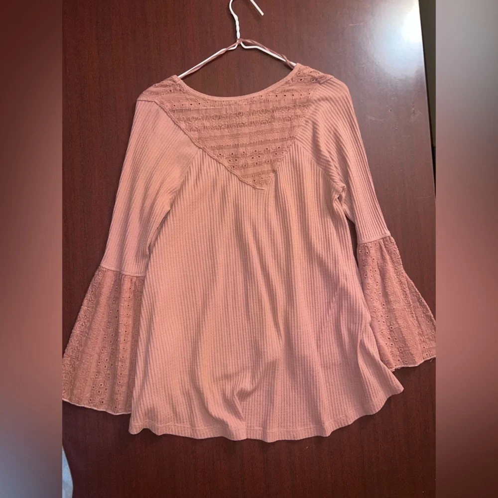 Free People Bell Sleeve Blouse in Dusty Rose